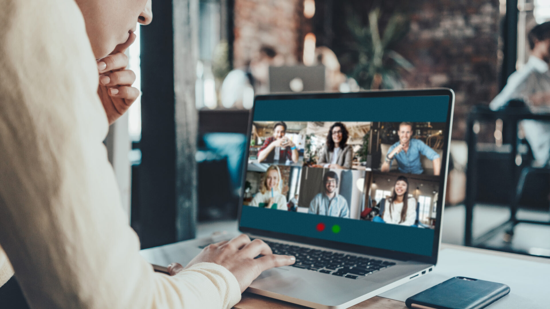 Office business team concept. Woman has video call meeting